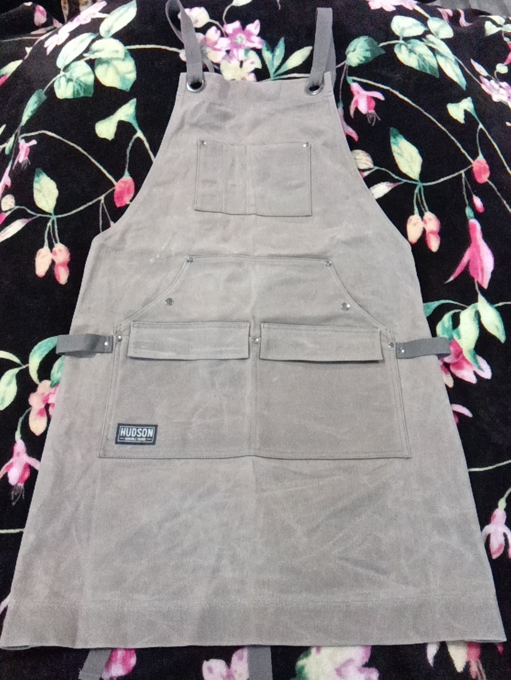 Hudson  Gray Canvas Utility Apron with Pockets